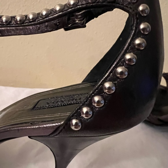 Prada Studded Ankle Strap Heels, Black, Size 39-1/2 (9-1/2 US,) GUC - Picture 9 of 15